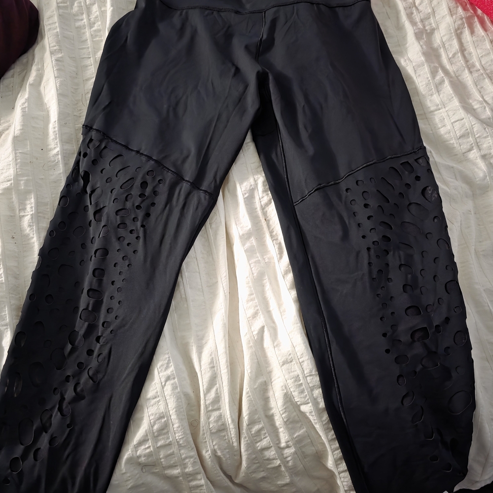 adidas Black Leggings with Cut-Out Design (Used 2x?)